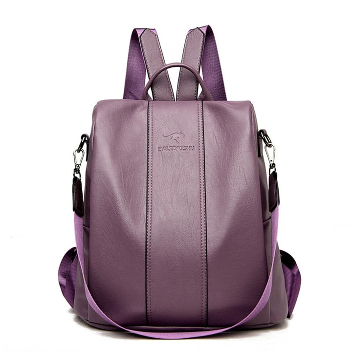 Theft-proof leather backpack for women in vintage style Bowlift