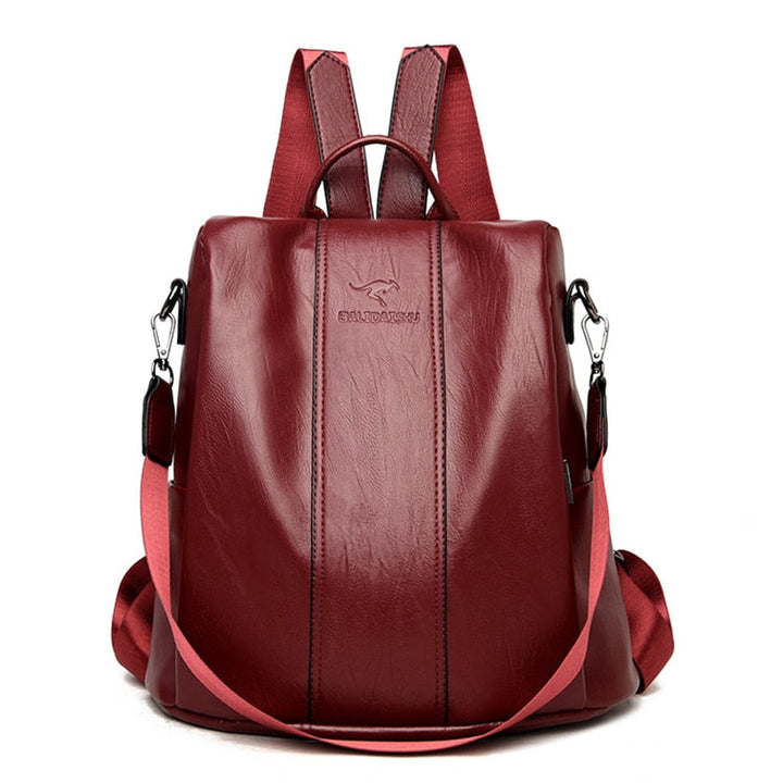 Theft-proof leather backpack for women in vintage style Bowlift