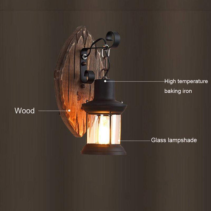 Antique wood country house style wall lamp Bowlift