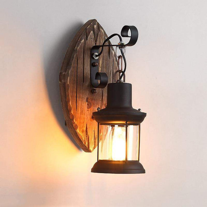 Antique wood country house style wall lamp Bowlift