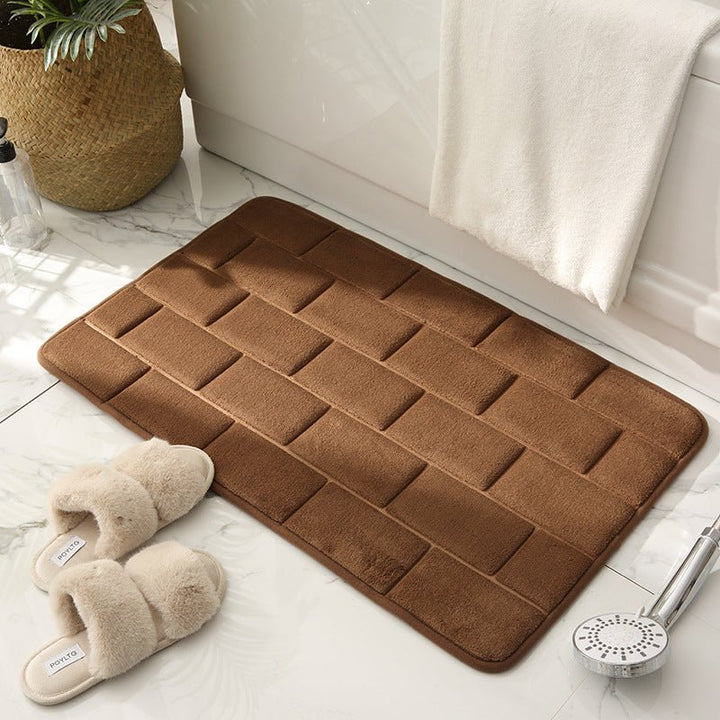 BowLift | Non-slip Bath Mat Beige Brick Pattern | Bath Mats