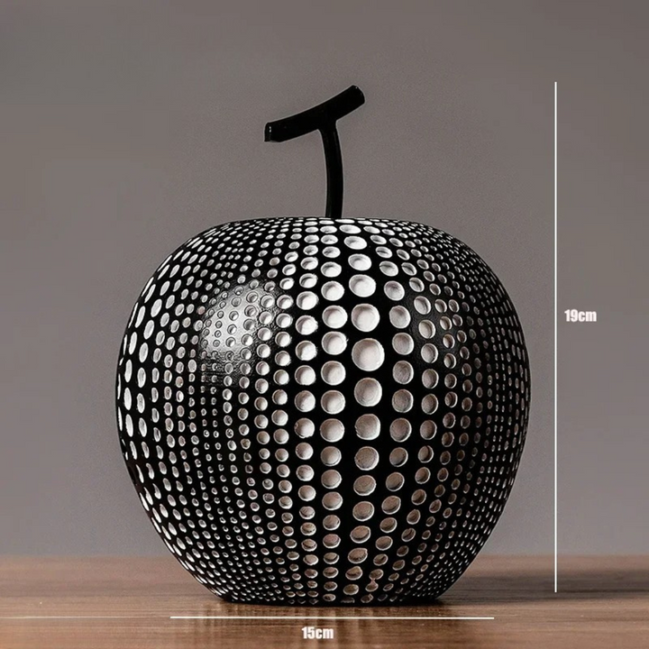 BowLift | MonoApple Apple Sculpture – black-and-white polka dot pattern