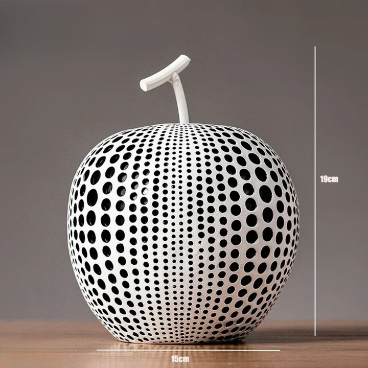 BowLift | MonoApple Apple Sculpture – black-and-white polka dot pattern