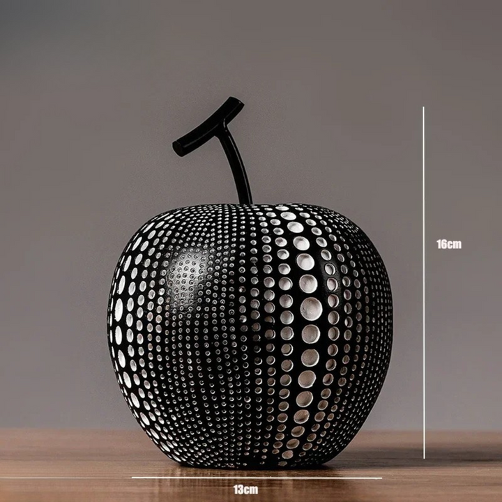 BowLift | MonoApple Apple Sculpture – black-and-white polka dot pattern