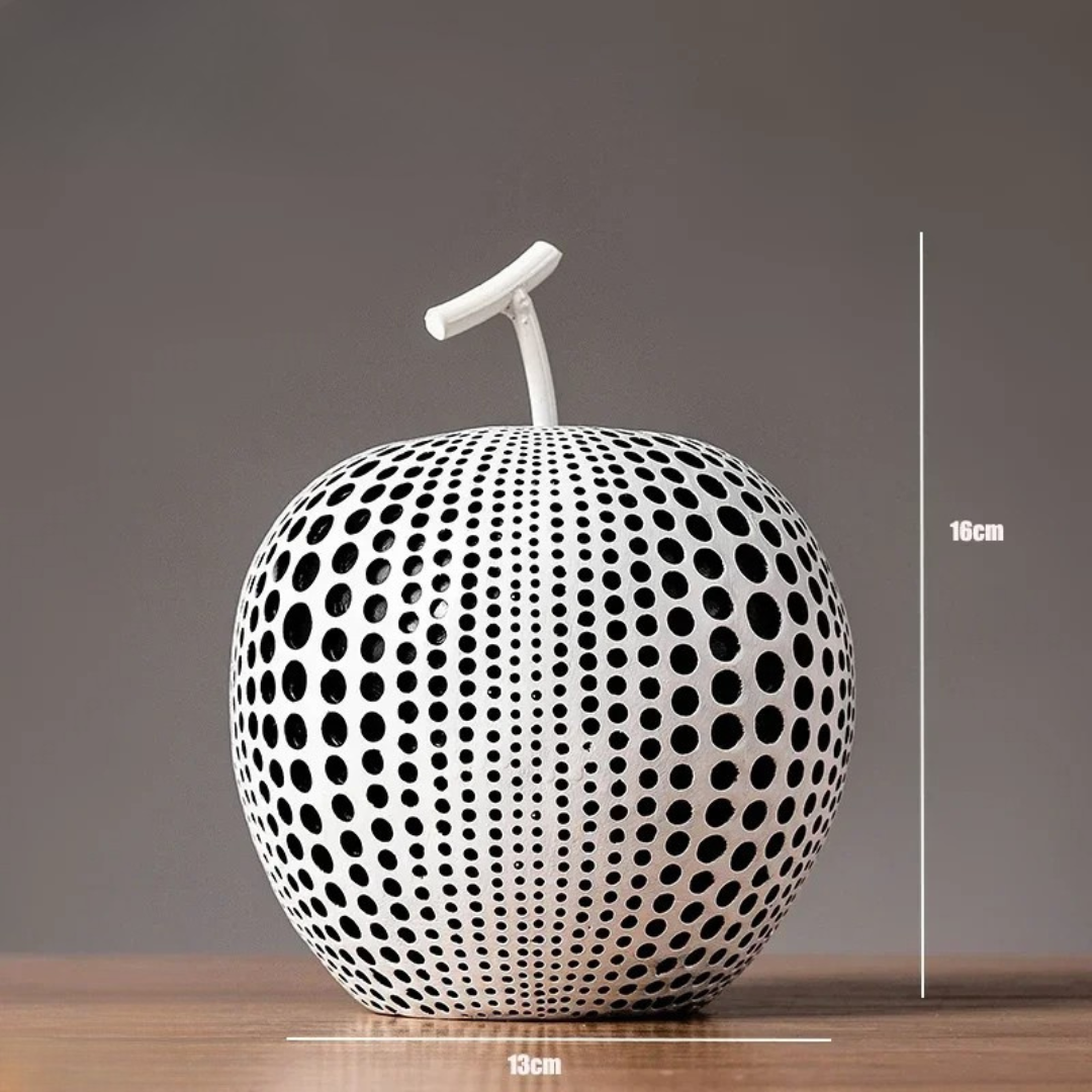 BowLift | MonoApple Apple Sculpture – black-and-white polka dot pattern