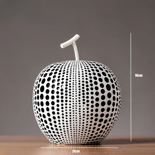BowLift | MonoApple Apple Sculpture – black-and-white polka dot pattern