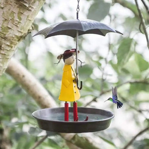 BowLift | Artistic Raincoat Girl Bird Feeder