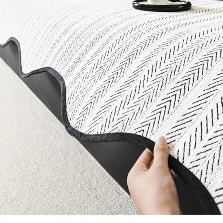 BowLift | Aurivelle Herringbone Sofa Cover with Scalloped Edge Trim