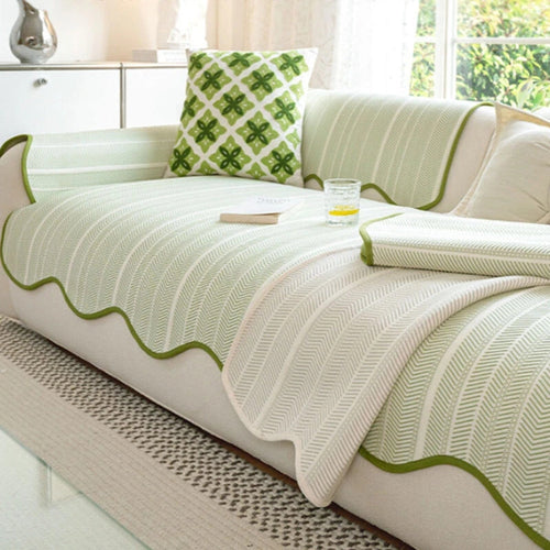 BowLift | Aurivelle Herringbone Scallop Edge Sofa Cover