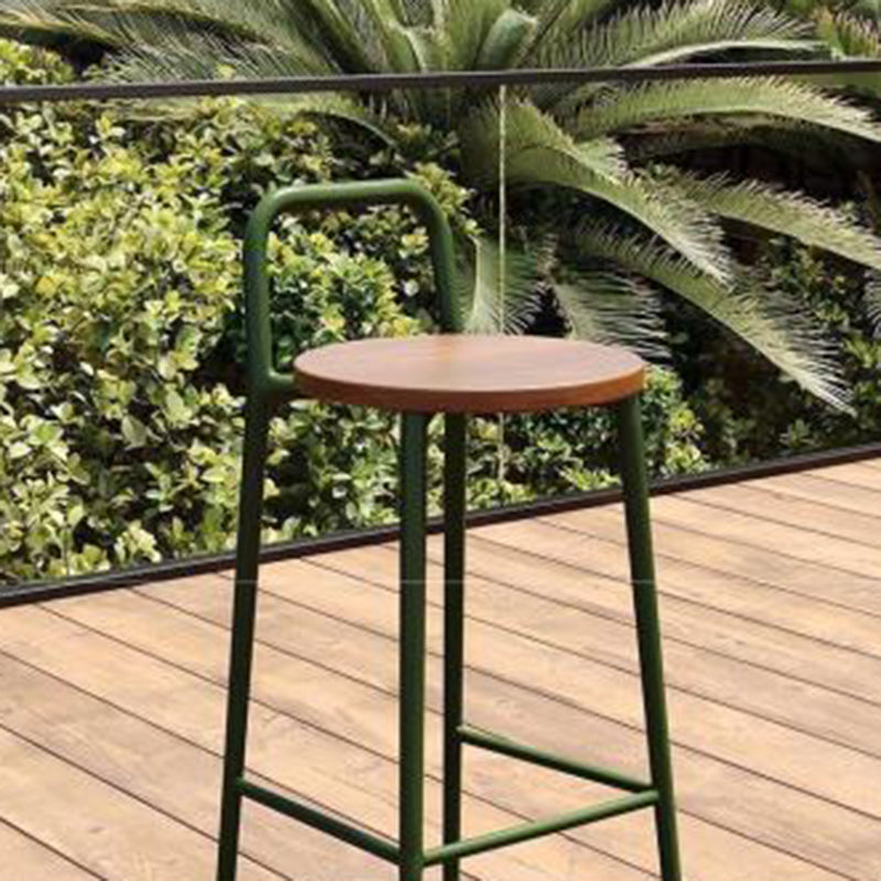 Contemporary Nordic Carbon Steel Solid Wood Rectangular Outdoor Bar Stool Backless For Outdoor | Bowlift