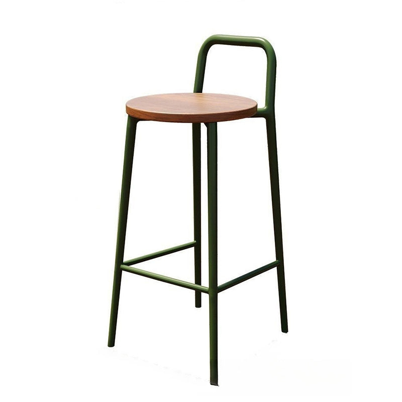 Contemporary Nordic Carbon Steel Solid Wood Rectangular Outdoor Bar Stool Backless For Outdoor | Bowlift