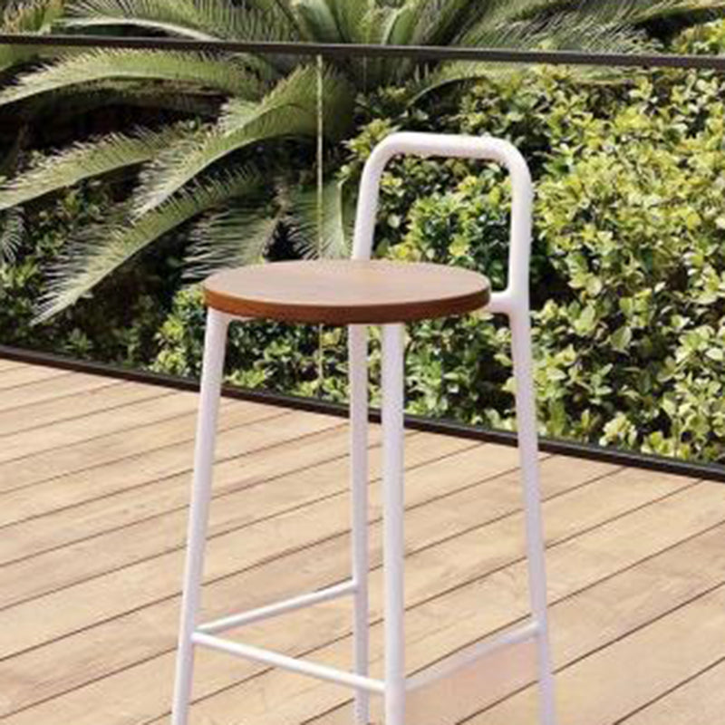 Contemporary Nordic Carbon Steel Solid Wood Rectangular Outdoor Bar Stool Backless For Outdoor | Bowlift