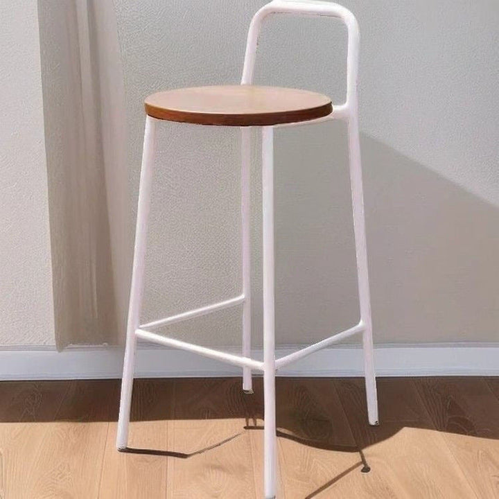Contemporary Nordic Carbon Steel Solid Wood Rectangular Outdoor Bar Stool Backless For Outdoor | Bowlift