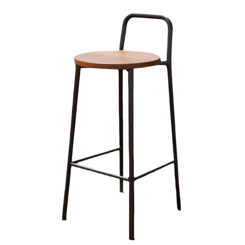 Contemporary Nordic Carbon Steel Solid Wood Rectangular Outdoor Bar Stool Backless For Outdoor | Bowlift