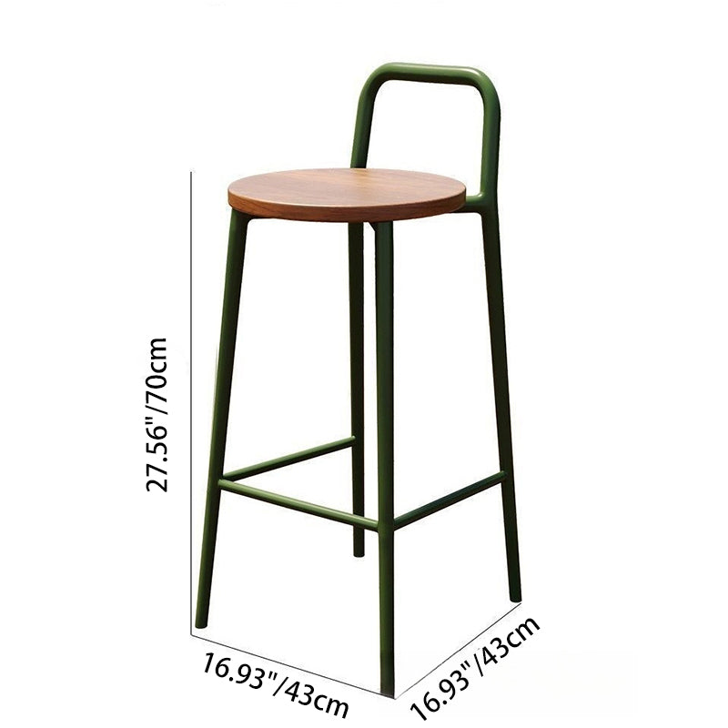 Contemporary Nordic Carbon Steel Solid Wood Rectangular Outdoor Bar Stool Backless For Outdoor | Bowlift