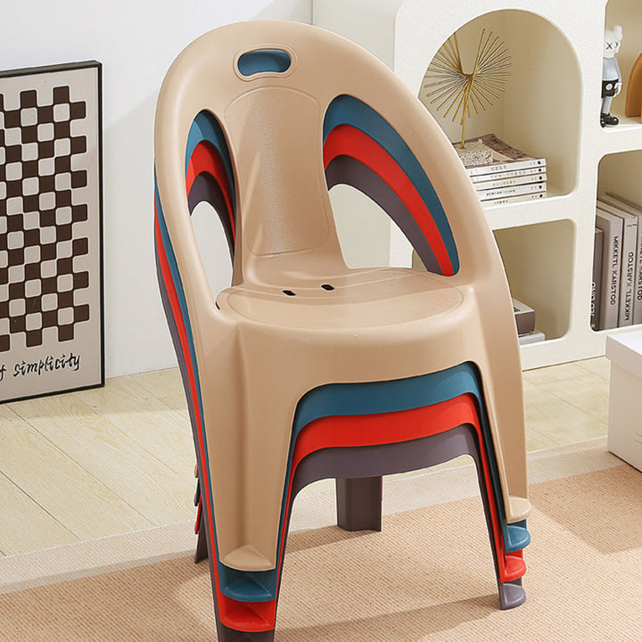 Modern Minimalist Round PP Stackable Backrest Armrest Kids Chair For Living Room | Bowlift