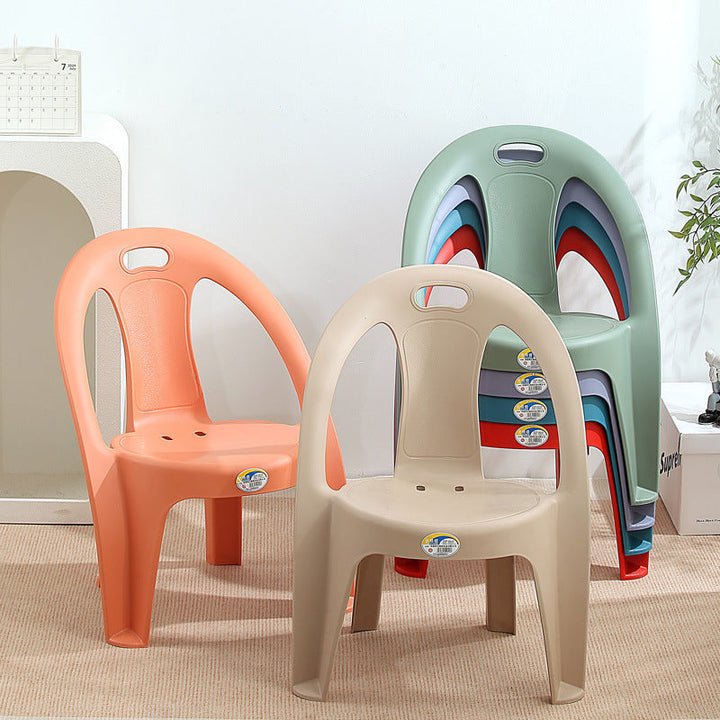 Modern Minimalist Round PP Stackable Backrest Armrest Kids Chair For Living Room | Bowlift