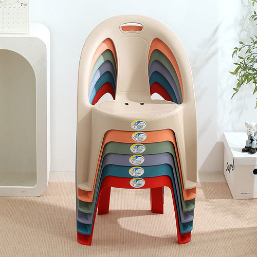Modern Minimalist Round PP Stackable Backrest Armrest Kids Chair For Living Room | Bowlift