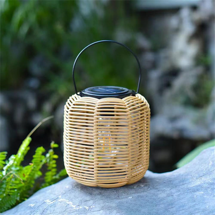 Modern Art Deco Solar Waterproof Cylinder Lantern Hollow Out Plastic Iron LED Outdoor Light For Garden | Bowlift