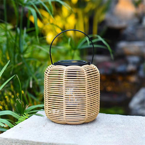 Modern Art Deco Solar Waterproof Cylinder Lantern Hollow Out Plastic Iron LED Outdoor Light For Garden | Bowlift