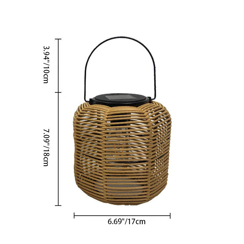 Modern Art Deco Solar Waterproof Cylinder Lantern Hollow Out Plastic Iron LED Outdoor Light For Garden | Bowlift
