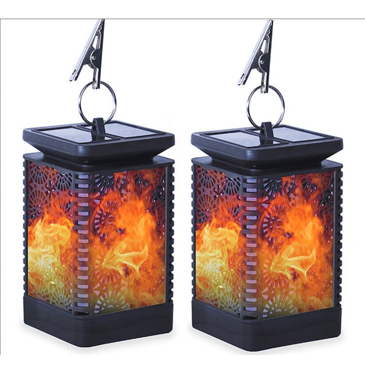 Contemporary Retro Solar Waterproof Rectangular Lantern Flame ABS LED Landscape Lighting Outdoor Light For Outdoor | Bowlift