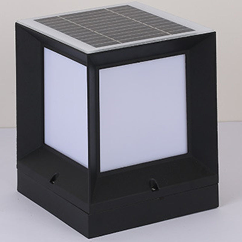 Modern Minimalist Solar Waterproof Square-Shaped Aluminum Acrylic LED Outdoor Post Light For Garden | Bowlift