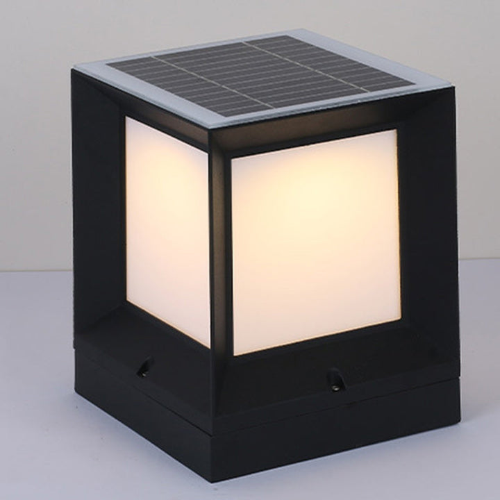 Modern Minimalist Solar Waterproof Square-Shaped Aluminum Acrylic LED Outdoor Post Light For Garden | Bowlift