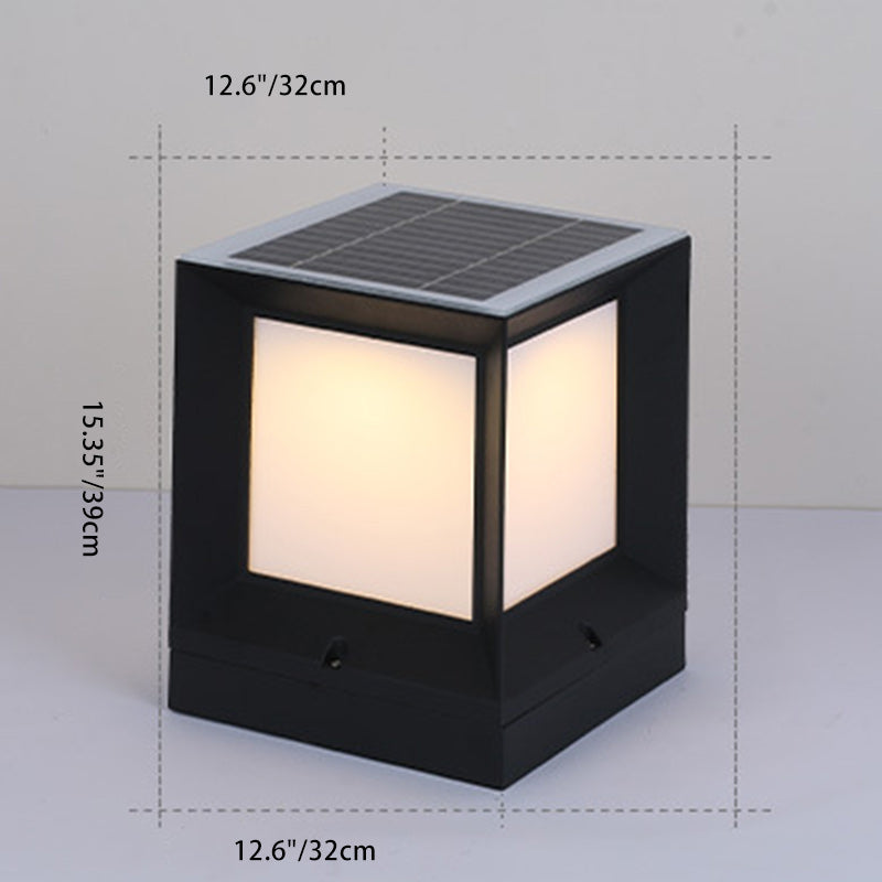 Modern Minimalist Solar Waterproof Square-Shaped Aluminum Acrylic LED Outdoor Post Light For Garden | Bowlift