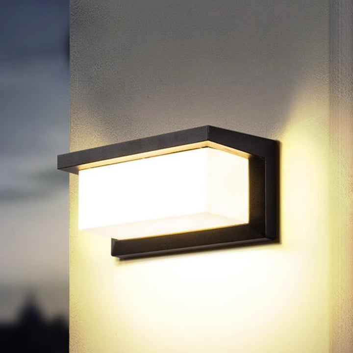 Modern Minimalist Rectangular Waterproof Aluminum LED Wall Sconce Lamp For Outdoor Patio | Bowlift