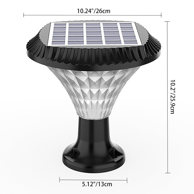 Modern Minimalist Solar Waterproof Diamond Round ABS PC LED Outdoor Light For Outdoor Patio | Bowlift