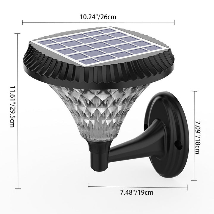 Modern Minimalist Solar Waterproof Diamond Round ABS PC LED Outdoor Light For Outdoor Patio | Bowlift