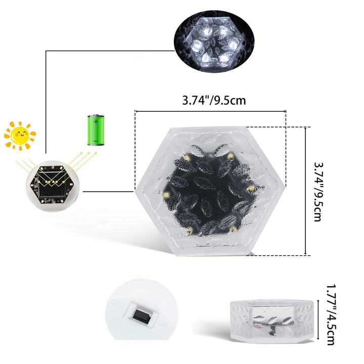 Modern Minimalist Solar Waterproof Hexagonal Ice Tile ABS PVC LED Lawn Landscape Light For Outdoor Patio | Bowlift