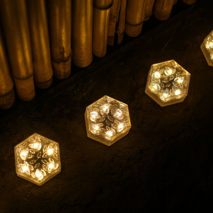 Modern Minimalist Solar Waterproof Hexagonal Ice Tile ABS PVC LED Lawn Landscape Light For Outdoor Patio | Bowlift