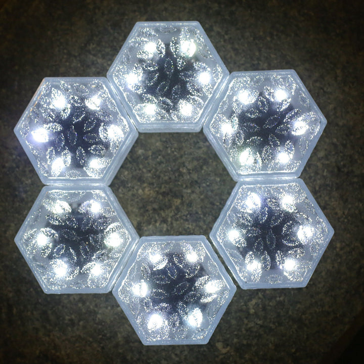 Modern Minimalist Solar Waterproof Hexagonal Ice Tile ABS PVC LED Lawn Landscape Light For Outdoor Patio | Bowlift