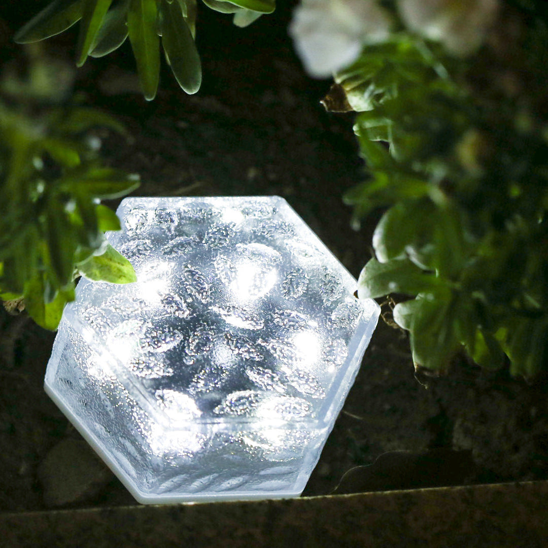 Modern Minimalist Solar Waterproof Hexagonal Ice Tile ABS PVC LED Lawn Landscape Light For Outdoor Patio | Bowlift