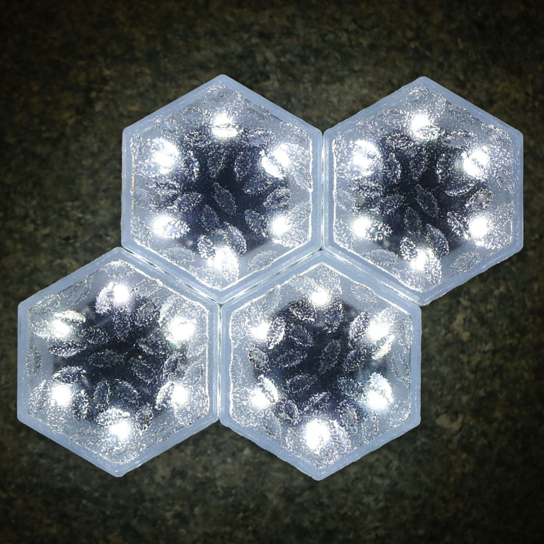 Modern Minimalist Solar Waterproof Hexagonal Ice Tile ABS PVC LED Lawn Landscape Light For Outdoor Patio | Bowlift