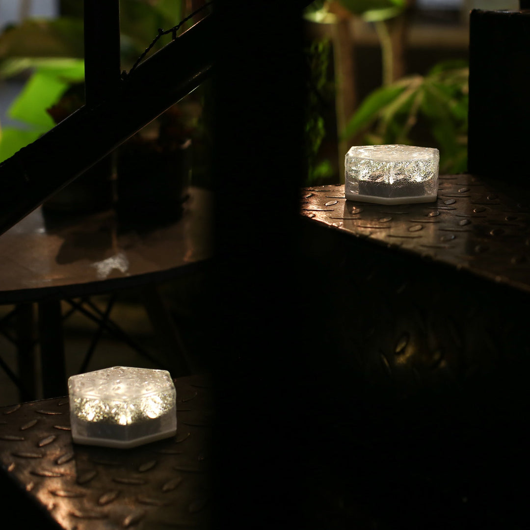 Modern Minimalist Solar Waterproof Hexagonal Ice Tile ABS PVC LED Lawn Landscape Light For Outdoor Patio | Bowlift