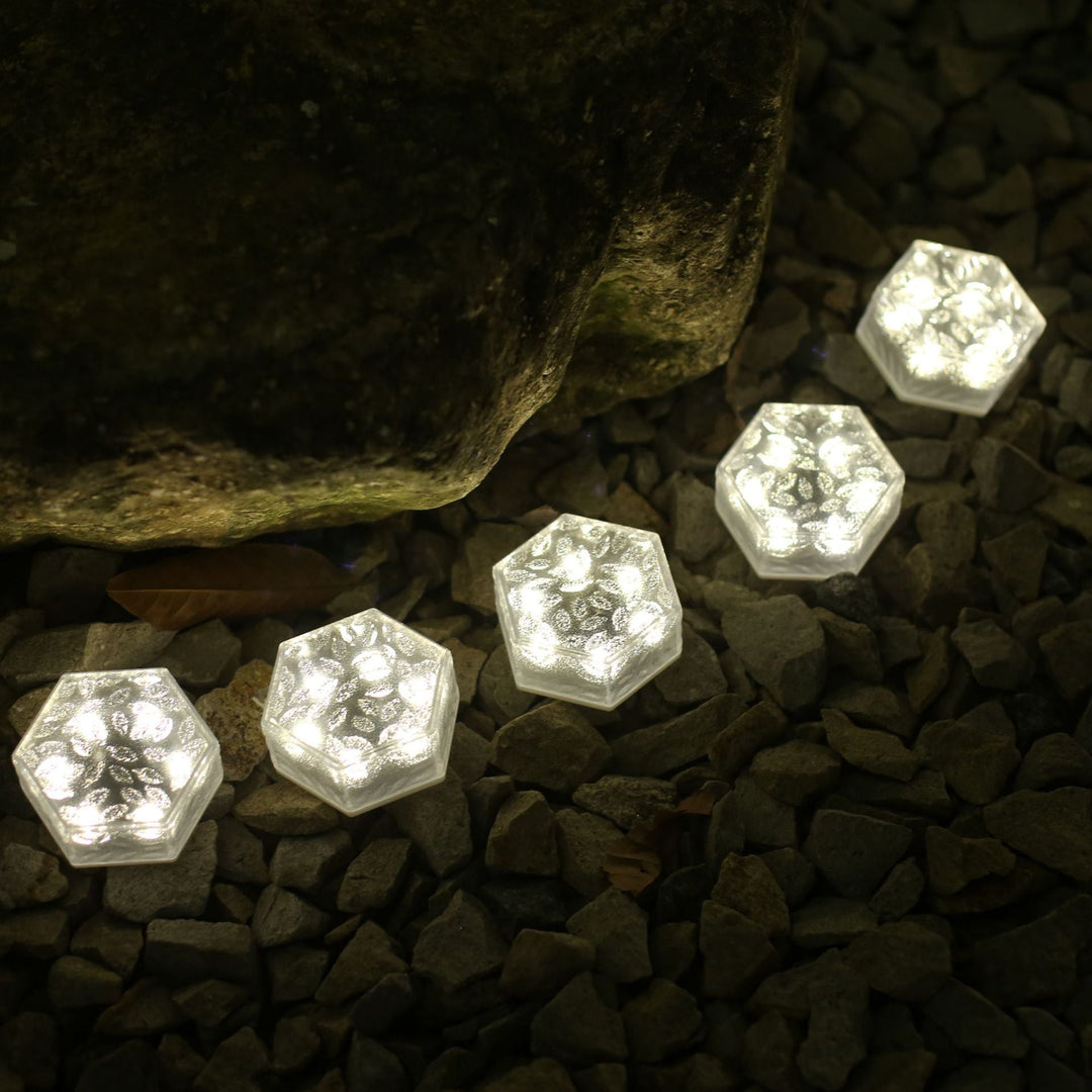 Modern Minimalist Solar Waterproof Hexagonal Ice Tile ABS PVC LED Lawn Landscape Light For Outdoor Patio | Bowlift