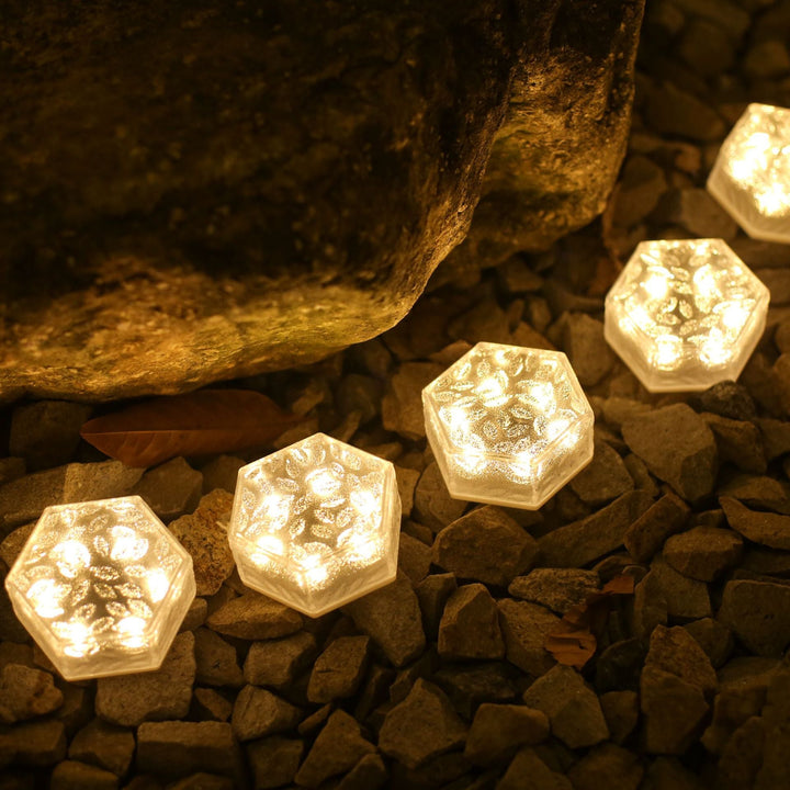 Modern Minimalist Solar Waterproof Hexagonal Ice Tile ABS PVC LED Lawn Landscape Light For Outdoor Patio | Bowlift