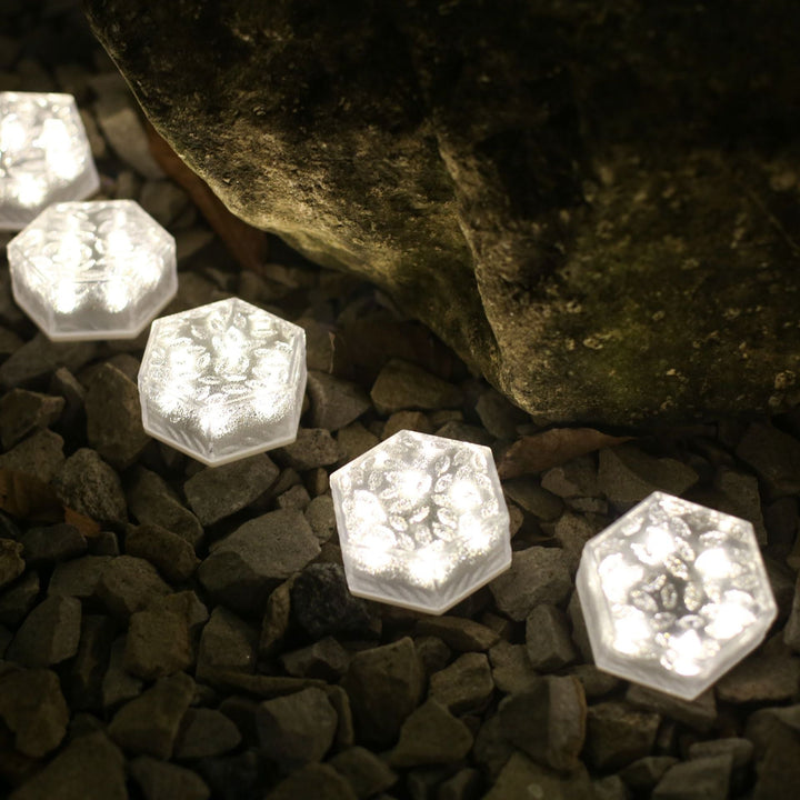 Modern Minimalist Solar Waterproof Hexagonal Ice Tile ABS PVC LED Lawn Landscape Light For Outdoor Patio | Bowlift