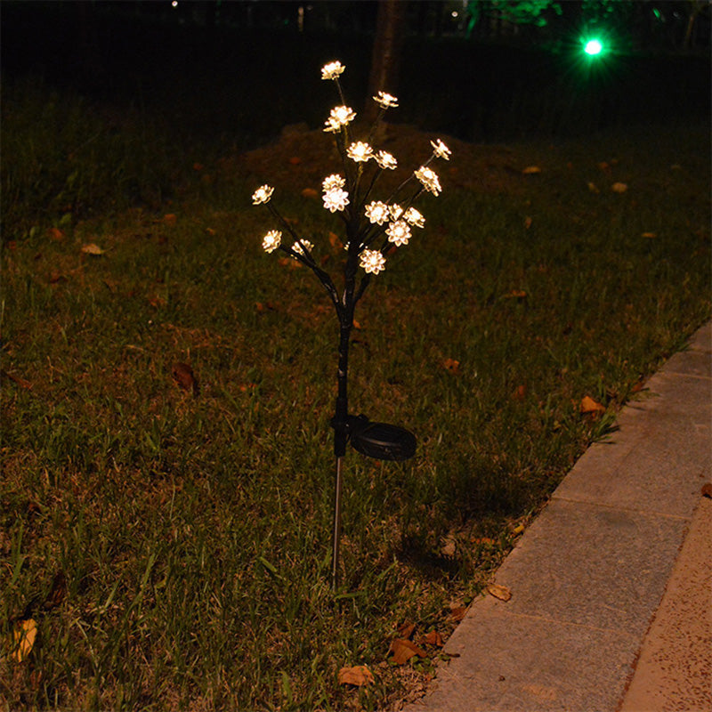Modern Art Deco Cherry Blossom Lotus Plastic LED Outdoor Ground Plug Light For Garden | Bowlift