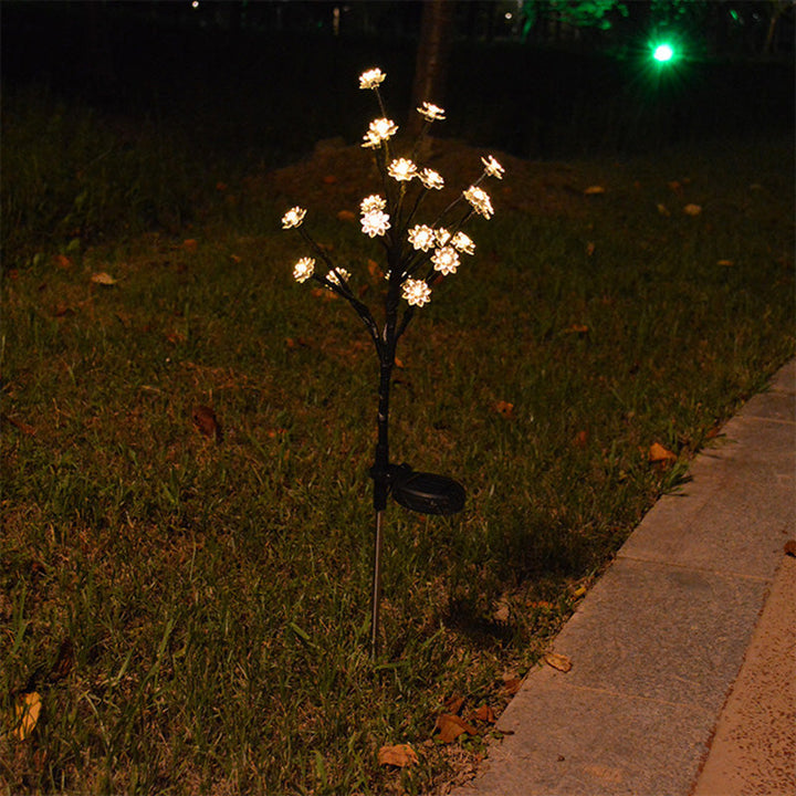 Modern Art Deco Cherry Blossom Lotus Plastic LED Outdoor Ground Plug Light For Garden | Bowlift
