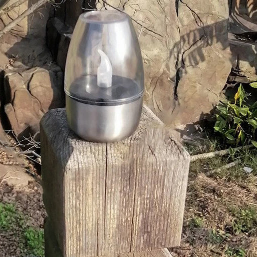 Modern Minimalist Candle Round PC Stainless Steel LED Outdoor Light For Garden | Bowlift