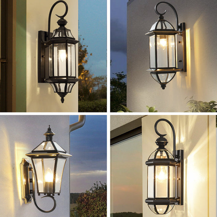 Traditional Vintage Round Cylinder Glass Copper 1-Light Wall Sconce Lamp For Garden | Bowlift