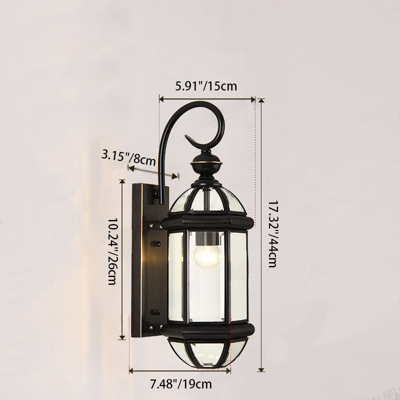Traditional Vintage Round Cylinder Glass Copper 1-Light Wall Sconce Lamp For Garden | Bowlift
