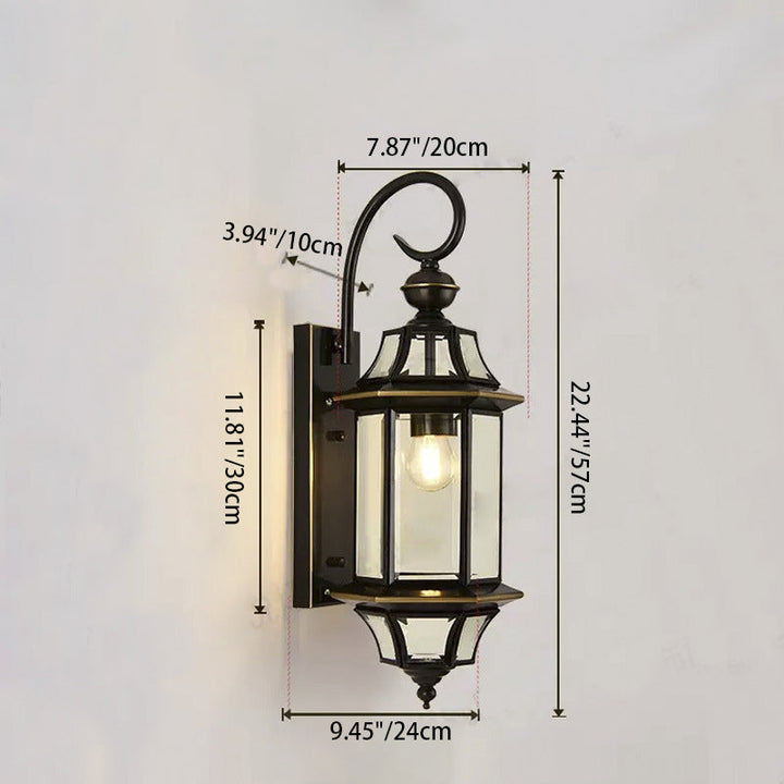 Traditional Vintage Round Cylinder Glass Copper 1-Light Wall Sconce Lamp For Garden | Bowlift