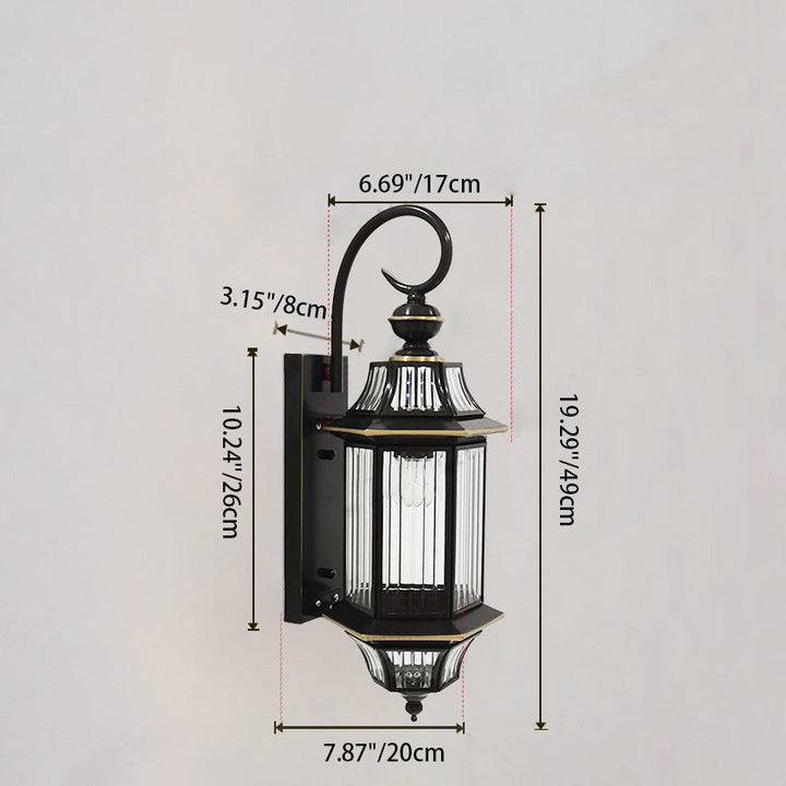 Traditional Vintage Round Cylinder Glass Copper 1-Light Wall Sconce Lamp For Garden | Bowlift