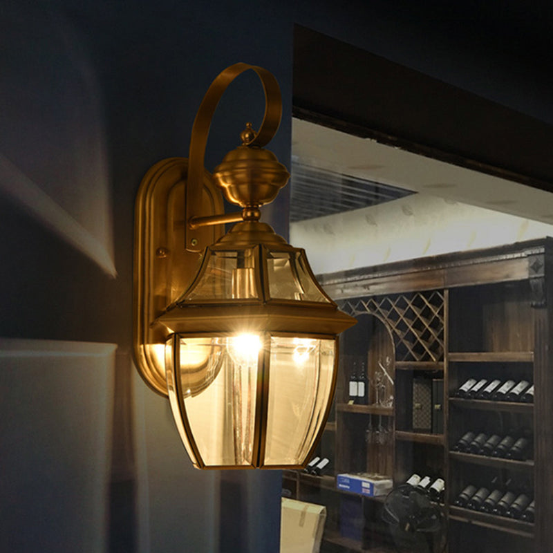 Contemporary Scandinavian Hexagonal Round Square Glass Brass 1/3 Light Wall Sconce Lamp For Garden | Bowlift