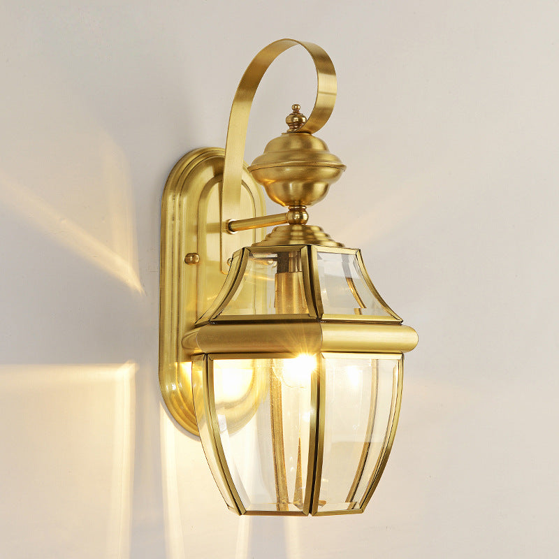 Contemporary Scandinavian Hexagonal Round Square Glass Brass 1/3 Light Wall Sconce Lamp For Garden | Bowlift